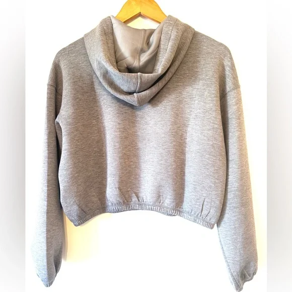 SPANX AirEssentials Cinched Crop Hoodie Mid Gray Heather - Picture 3 of 7